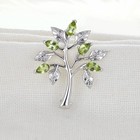 Peridot Brooch Tree Of Life Sterling Silver Natural Green Gemstones 1ct Boxed