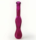 Vtg Fuchsia Pink Glass Bottle Vase Tall Swollen Neck Modern Decor    12 5 