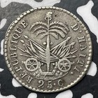 An 24  1827  Haiti 25 Centimes Lot mk373 Silver  Km 18 1