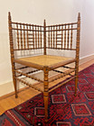 Antique American Bobbin-turned Corner Chair With Cane Seat  c  1880s   1890s 