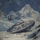Antarctica Alien Ufo Wall Art Poster  Retro Sci-fi Flying Saucer Snow Ice Decor