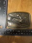Brass Belt Buckle Bi Plane Airplane Avon Vtg Rectangle Aircraft