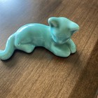 Vintage Mid-century Turquoise Ceramic Cat Family Set  