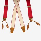 Vintage L l  Bean Suspenders Red Stretch Leather Fastener Button-on Adjustable