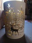 Yankee Candle Reindeer Large Glass Jar Candle Holder Silhouette Gold   White New