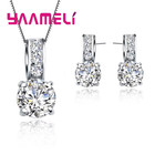 925 Sterling Silver Color Bridal Jewelry Set Classic Cubic Zircon Crystal Pendan