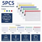 5 Pcs A4 Zippered Document Bag  Waterproof File Bag zipper Sealed Bag 5 Color 