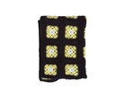 Vintage Handmade Granny Square Quilt Throw Blanket Brown Yellow Crochet Knit 70s
