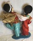 Vintage Korean Dolls 19-1 2      20-1 2    In Kimono  Straw Baskets   Stand - 1970   s
