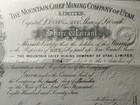 1872 The Mountain Chief Mining Company Of Utah Stock Certificate  1094
