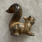 Handmade Ceramic Squirrel Figurine Brown Glazed Collectible
