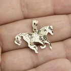 7 8  Diamond Cut Horse Pendant Real 10k Solid Yellow Gold