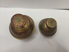 Pair Of Vintage Elephant Claw Shaped Brass Enamel Hand Bell - Great Sound