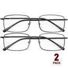 Reading Glasses Mens Womens Metal Spring Hinge 2 Pack Square Frame Readers