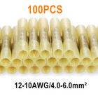 100pcs Awg 12-10 Gauge Heat Shrink Crimp Terminals Wire Butt Connectors Yellow