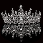 Tiara Y Corona Plateada De Cristal Para Mujer Novia Quinceanera Boda Prom