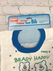 New Vtg Playskool Easy Eatin Pullover Baby Towel Bib Terry Blue Bear Made In Usa