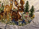 Vintage Finished Crewel Embroidery Two Deer Flowers Field Columbia Minerva