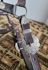 Vintage Western Leather Horse Show Halter Fancy Silver Plated Accents   Buckles