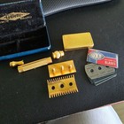 Antique Vintage Pocket Shaving Barber Gold Gillette Razor With Case