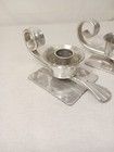 B w  Buenilum Hand Wrought Aluminum Hammered Candlestick Pair Vintage
