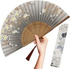 Folding Hand Fan For Women - Foldable Chinese Japanese Vintage Bamboo Silk Fa   