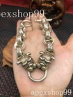 Asian Chinese Old Miao Silver Hand Cast Dog Statue Bracelet Jewel Cool Gift