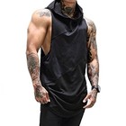 Zuevi Men s Gym Muscle Hooded Tank Tops Sleeveless Workout Small  black 