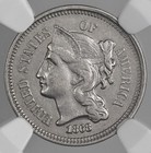 1868  3cn Three Cent Nickel  Ngc Au50     8404746-039