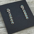 Zuni Turquoise Snake Eye Tiny Dot Bar Dangle Earrings Sterling Silver Bernadett