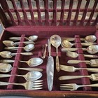 Vtg Community Silver Plate 1921 Grosvenor 79pc Set Of 12 Oneida Monogram W chest