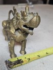 Vintage Brass Foo Dog Guardian Lion Statue Hollow Cast Asian Figure