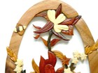 Columbine Flower Bee Intarsia Wood Wall Art Home Decor Plaque Lodge New