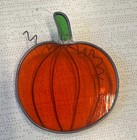 Vtg Pumpkin Leaded Stained Glass Suncatcher Window Hanging Decor Fall