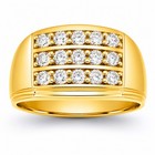 Diamonair 1 00 Ct Round Cut F vs  Lab Grown Diamond Sterling Silver Men s Ring