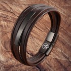 Wsesto Brown Leather Bracelet By Ws  Stainless Steel Magnetic Clasp  Men s   
