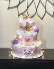 3 Tier Butterfly Diaper Cake Baby Shower Girl With Fairy Light