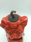 Vintage Mid-century Ceramic Hanging Dog Ashtray Atomic Orange Drip Glaze
