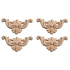 4 X Wooden Carved Corner Onlay Applique Furniture Mouldings Decal Decoration Uk