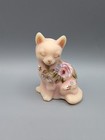Fenton Burmese Uranium Glass Sitting Cat Hand Painted Signed 