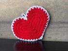 Valentines Heart Potholder Trivet  Handmade Crochet  8    X 6    