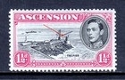 Ascension     Sg 40fc     1953 1  d Kgvi Blk   Rose Carm  Jibstay Flaw     Mh     Sg   160