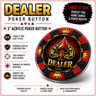Dealer Button Texas Hold em - 3  Double-sided Red Spade Acrylic - 3 4  Thick