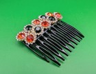 New Handmade Halloween Black And Orange Crystals On Small Barrettes  set Of 2 