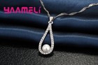 925 Sterling Silver Cz Crystal Water Drop Pearl Jewelry Set For Women Gift