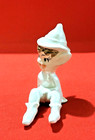 Lefton Pixie Elf Comical Figurine Iridescent White Suit Japan Mcm Vintage