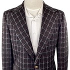 Vtg 60s 70s Blazer Jacket Sport Coat Men s 42r Leisure Suit Plaid Wide Lapel Mod