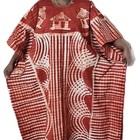 Women   s African Batik Cotton Dress Red One Size Fit All Tie Dye Boubou Longstyle