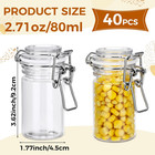 40 Pcs 3 Oz Pet Plastic Storage Jars With Airtight Hinged Lid Mini Sealed Clear