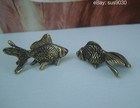 Pair Of Vintage Solid Brass Goldfish Figurines For Home Garden Decor